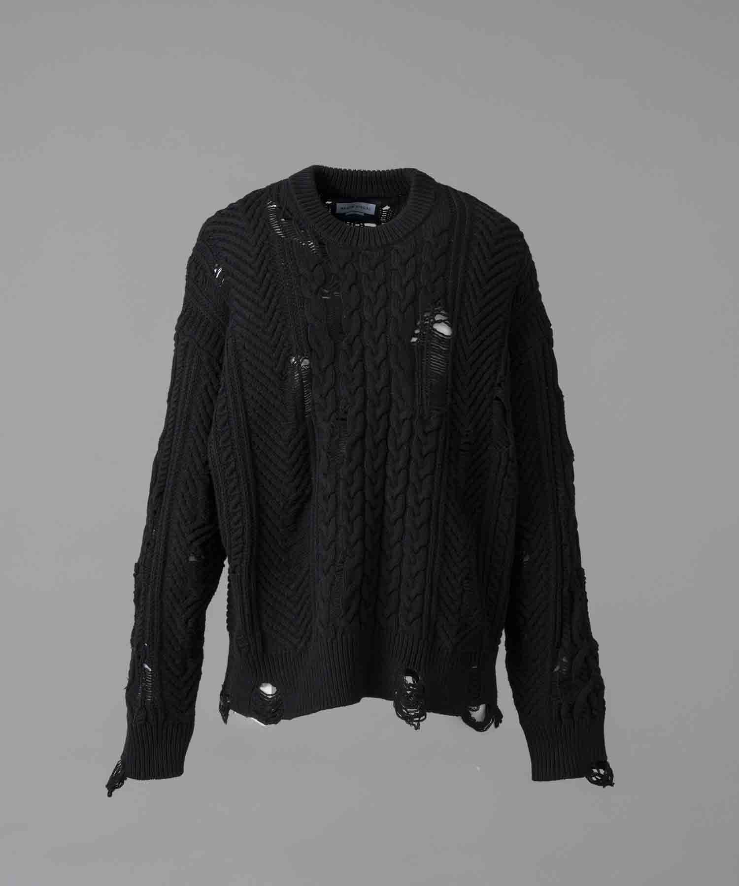 [24AW Pre-Order] Barbed Wire Embroidery Prime-Over Crew Neck Knit Pullover (Copy)