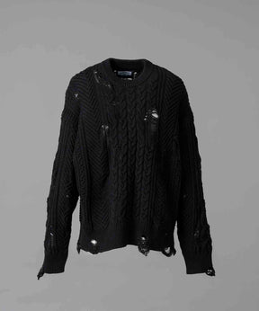 [24AW Pre-Order] Barbed Wire Embroidery Prime-Over Crew Neck Knit Pullover (Copy)