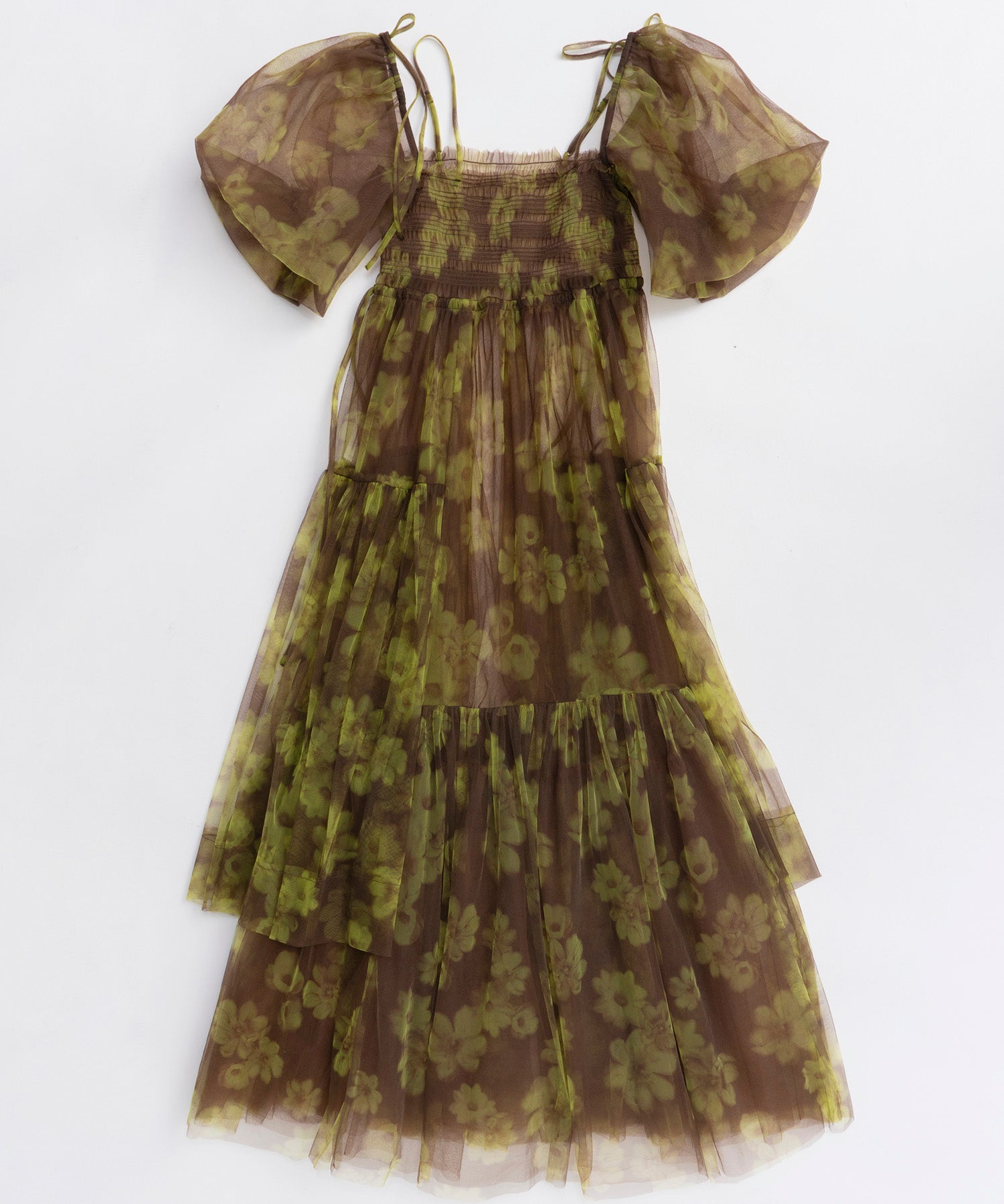 【25WINTER 2nd PRE-ORDER】2-way tulle Volume Flower Print Camisole Dress