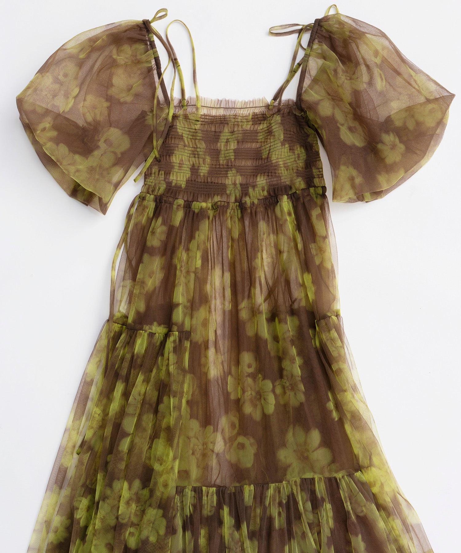 【25WINTER 2nd PRE-ORDER】2-way tulle Volume Flower Print Camisole Dress