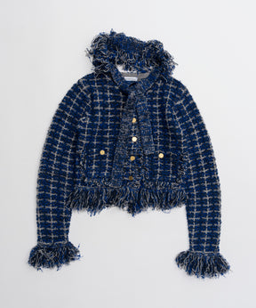【26AUTUMN PRE-ORDER】Fringe Tweed Knit Cardigan