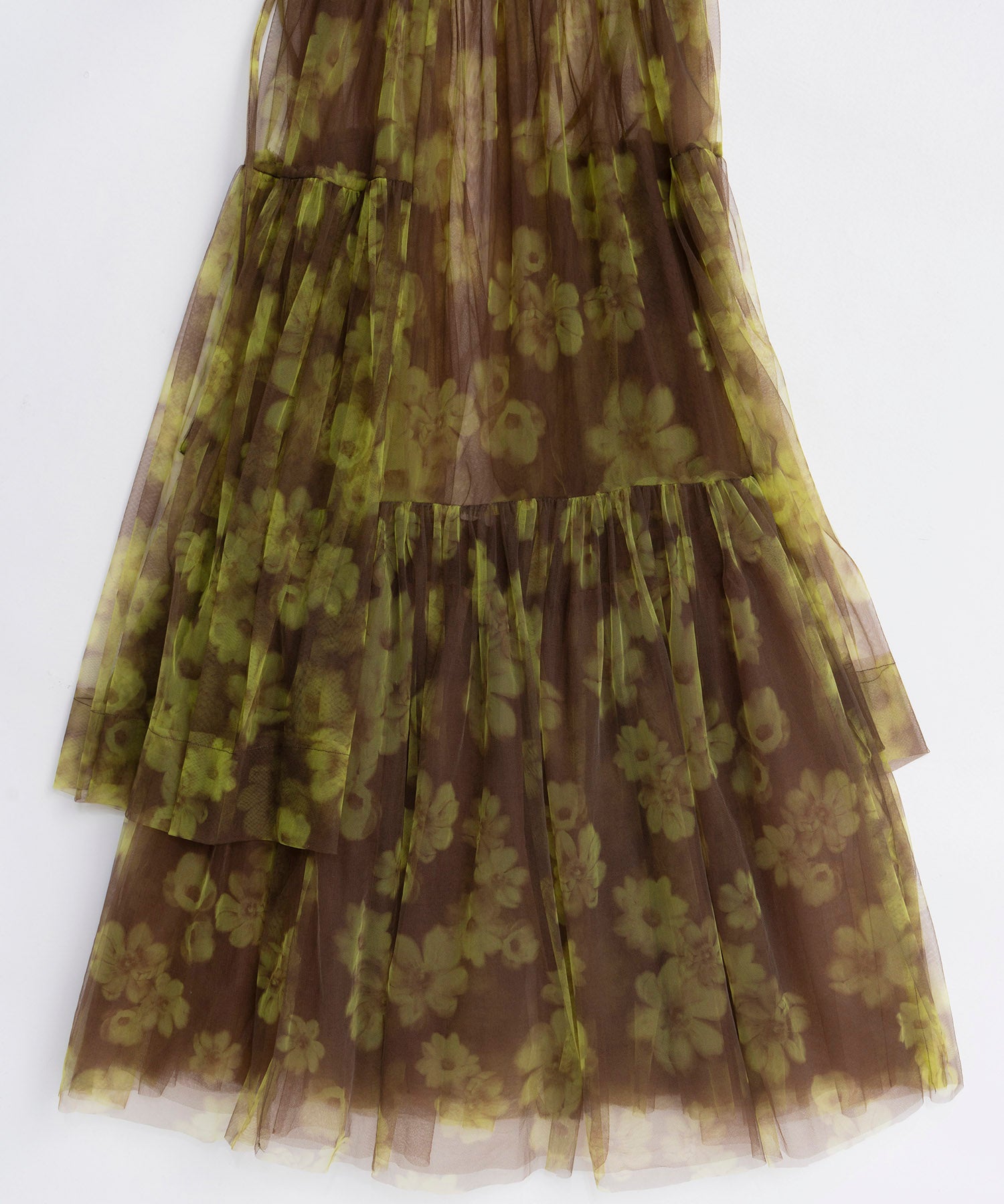 【25WINTER 2nd PRE-ORDER】2-way tulle Volume Flower Print Camisole Dress