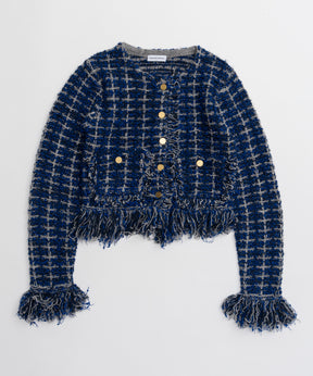 【26AUTUMN PRE-ORDER】Fringe Tweed Knit Cardigan