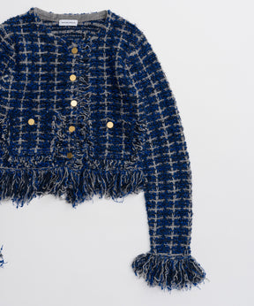 【26AUTUMN PRE-ORDER】Fringe Tweed Knit Cardigan