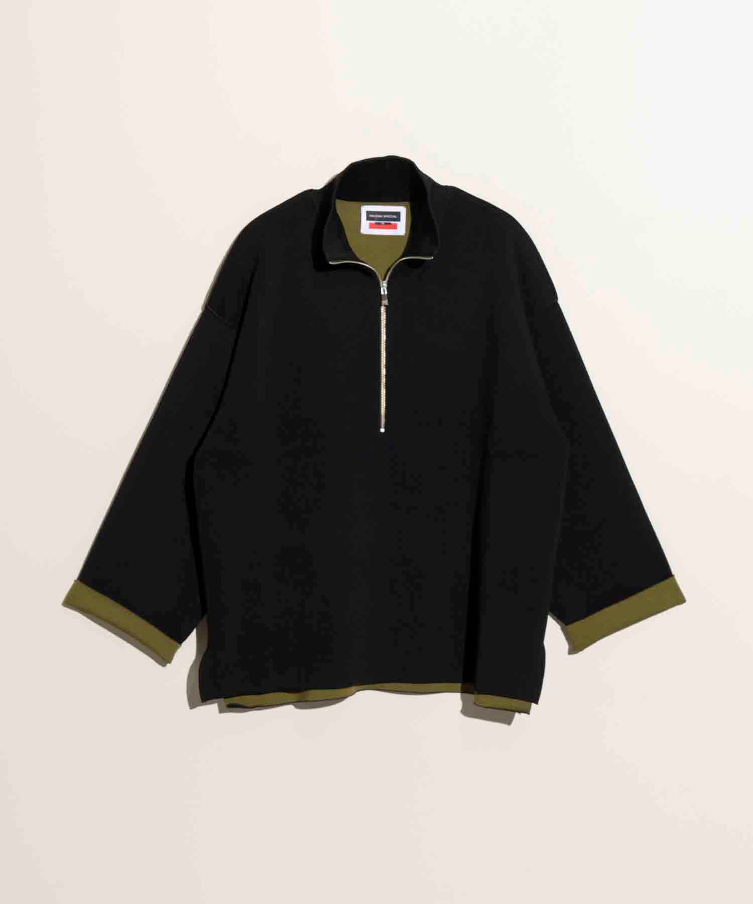 Double-Face Knit Prime-Over Half-Zip Pullover