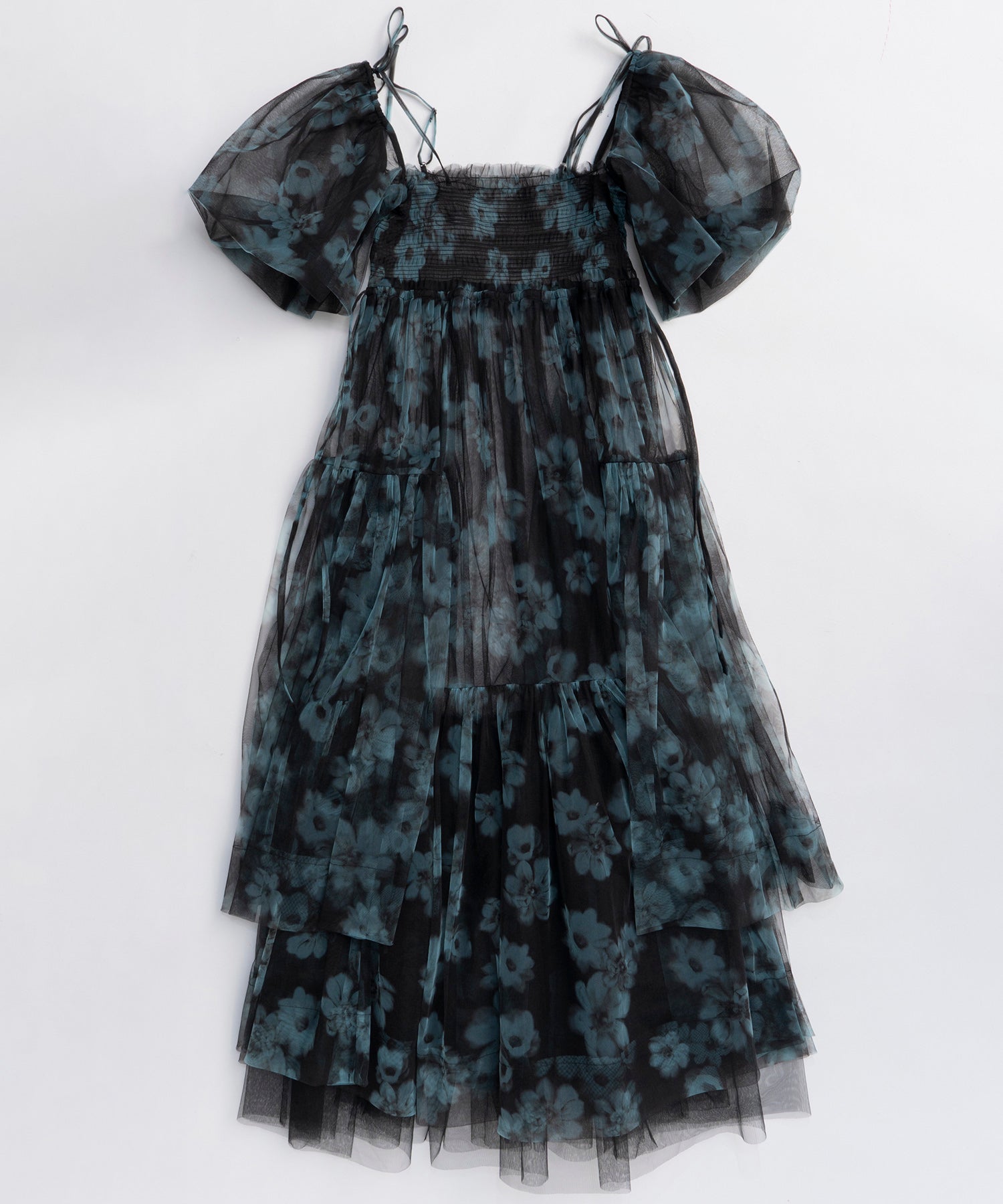 【25WINTER 2nd PRE-ORDER】2-way tulle Volume Flower Print Camisole Dress