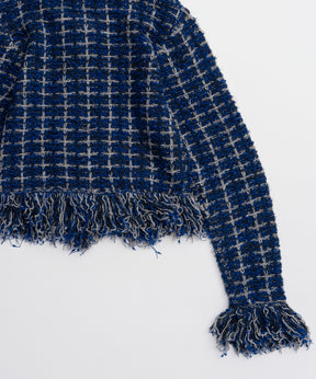 【26AUTUMN PRE-ORDER】Fringe Tweed Knit Cardigan