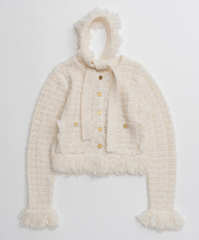 【26AUTUMN PRE-ORDER】Fringe Tweed Knit Cardigan