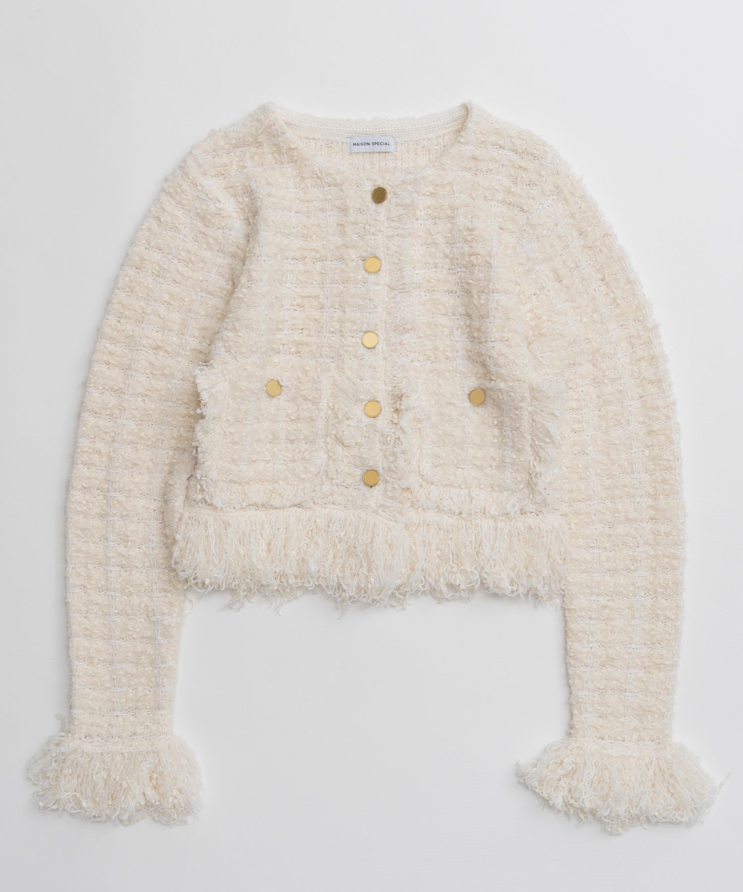 【26AUTUMN PRE-ORDER】Fringe Tweed Knit Cardigan