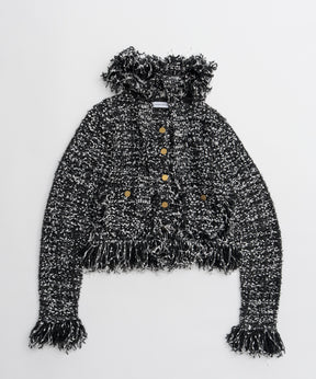 【26AUTUMN PRE-ORDER】Fringe Tweed Knit Cardigan