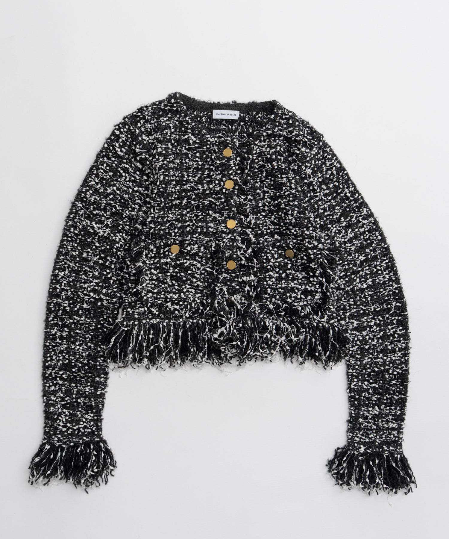 【26AUTUMN PRE-ORDER】Fringe Tweed Knit Cardigan