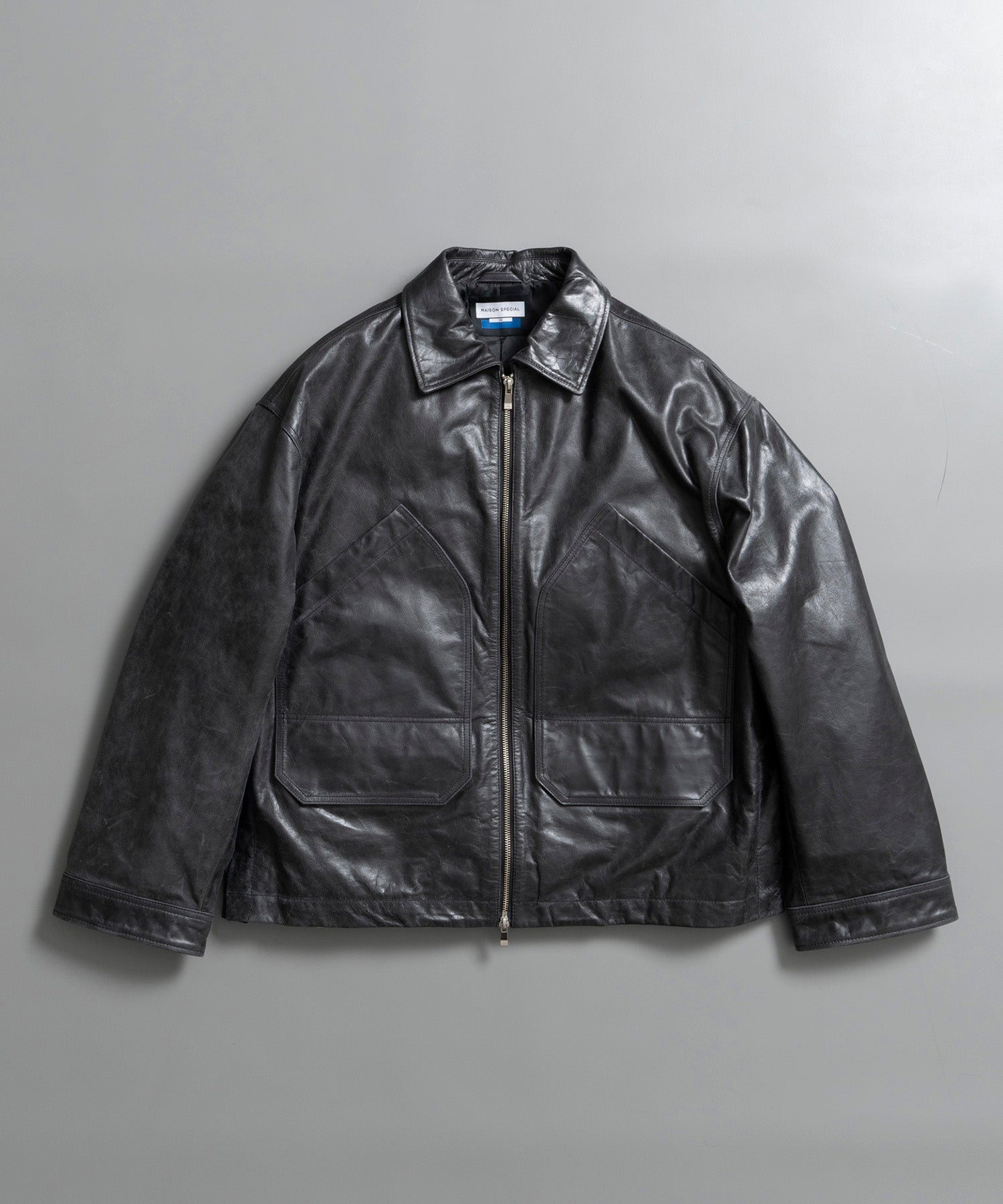 Buffalo Crack Leather Prime-Over Single Rider Collaled Jacket