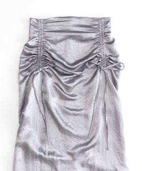 Satin Shirring Tight Skirt