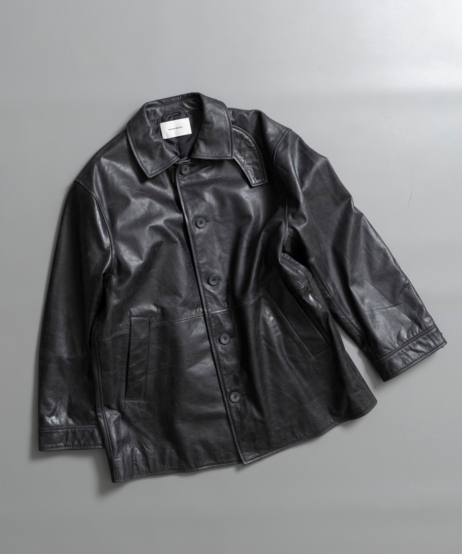 Buffalo Crack Leather Dress-Over Car Coat