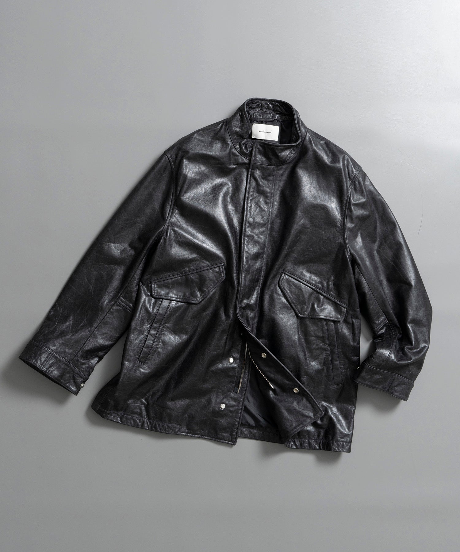 SALE】Buffalo Crack Leather Dress-Over Short Mods Coat