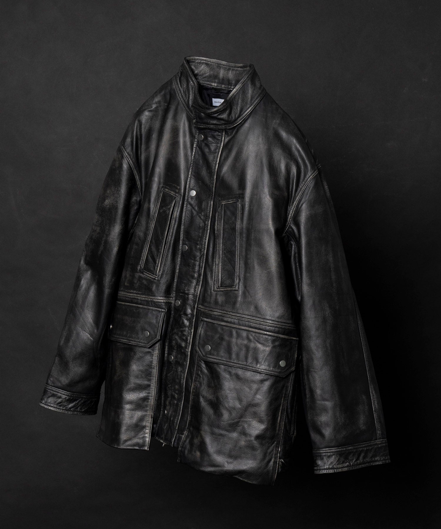 [SALE] Hand Rub-Off Buffalo Leather Prime-Over Hunting Stand Blouson