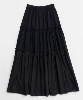 【25SPRING PRE-ORDER】Mixed Lace Tiered Skirt