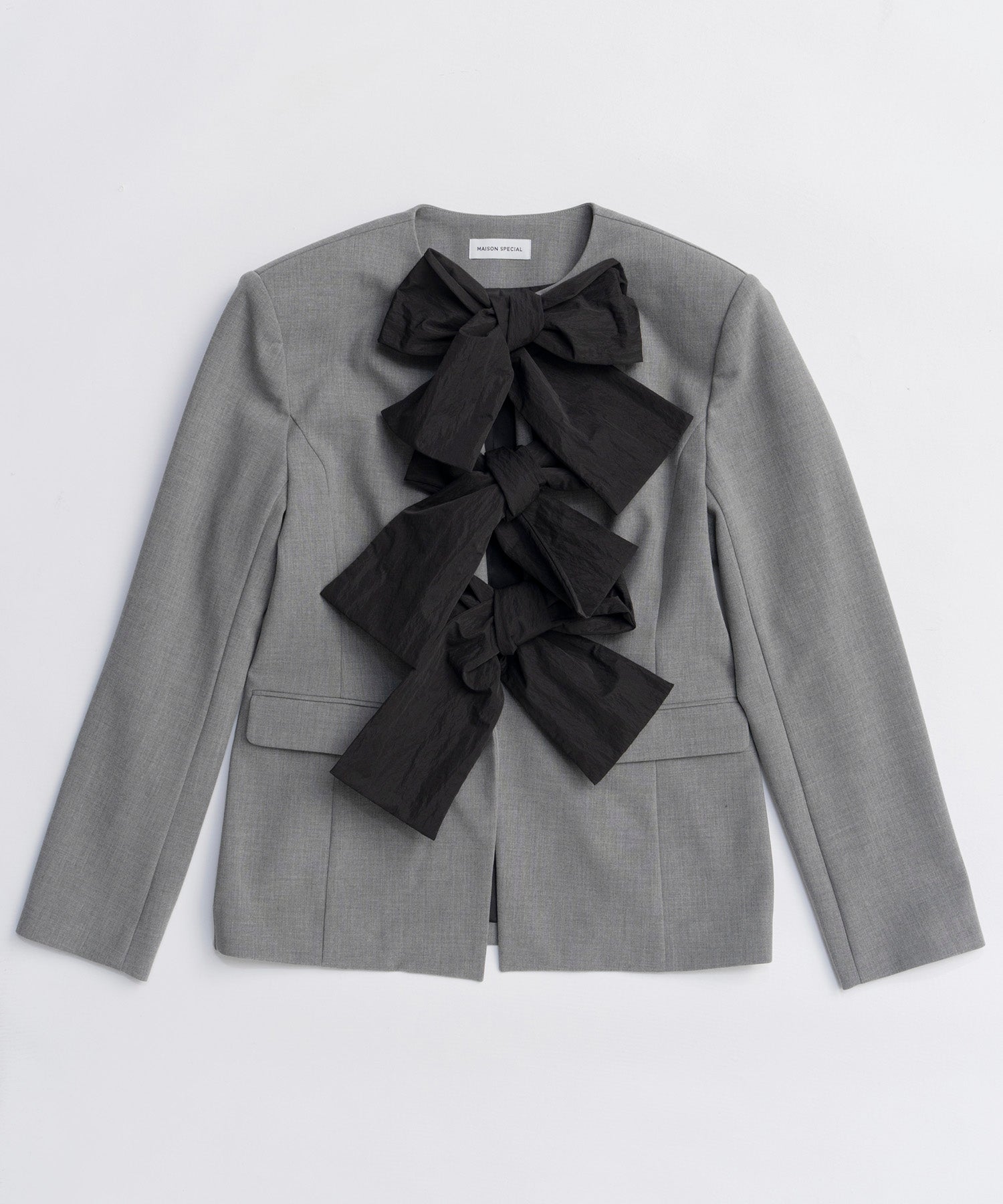 【26SPRING PRE-ORDER】No-Collar 2WAY Ribbon Jacket