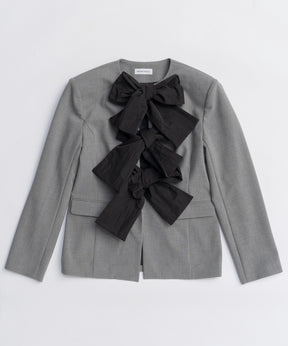 【26SPRING PRE-ORDER】No-Collar 2WAY Ribbon Jacket