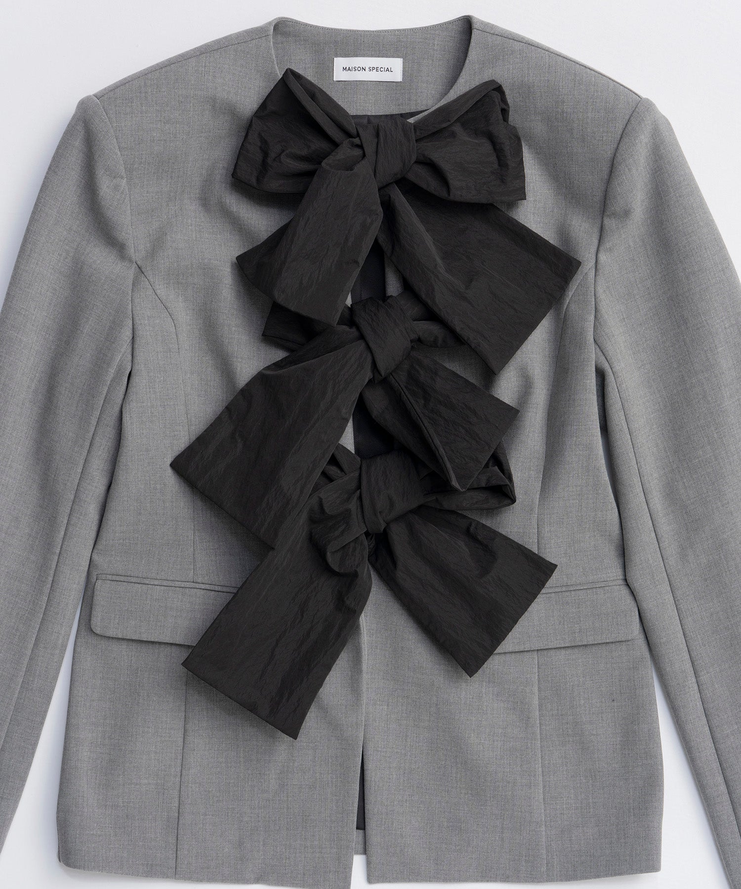 【26SPRING PRE-ORDER】No-Collar 2WAY Ribbon Jacket