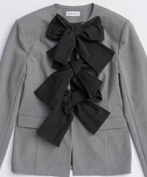 【26SPRING PRE-ORDER】No-Collar 2WAY Ribbon Jacket