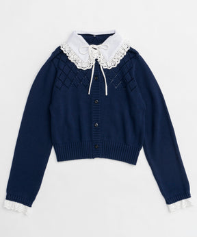 【25SPRING PRE-ORDER】Cotton Fabric Lace Colored Cardigan