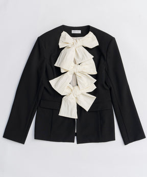 【26SPRING PRE-ORDER】No-Collar 2WAY Ribbon Jacket