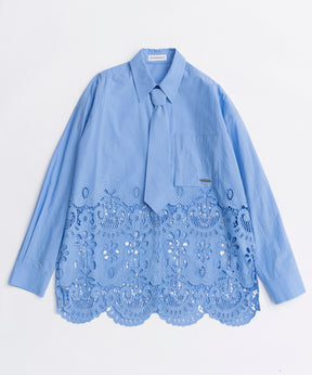 【26SPRING PRE-ORDER】Hem Embroidery Tie Shirt