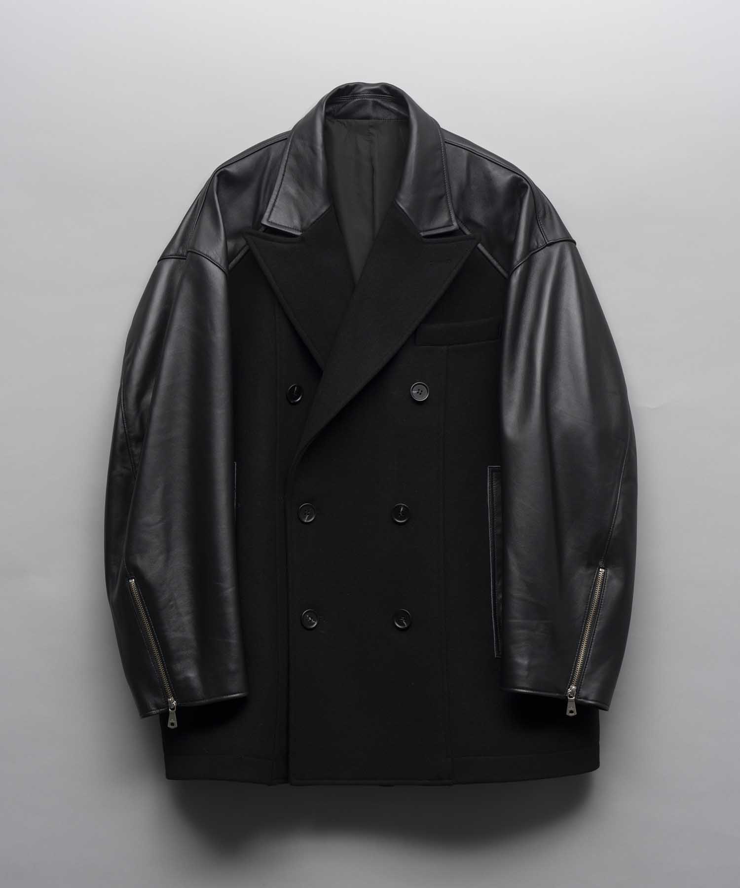 [24AW Pre-Order] Sheep Leather Prime-Over Pea Coat