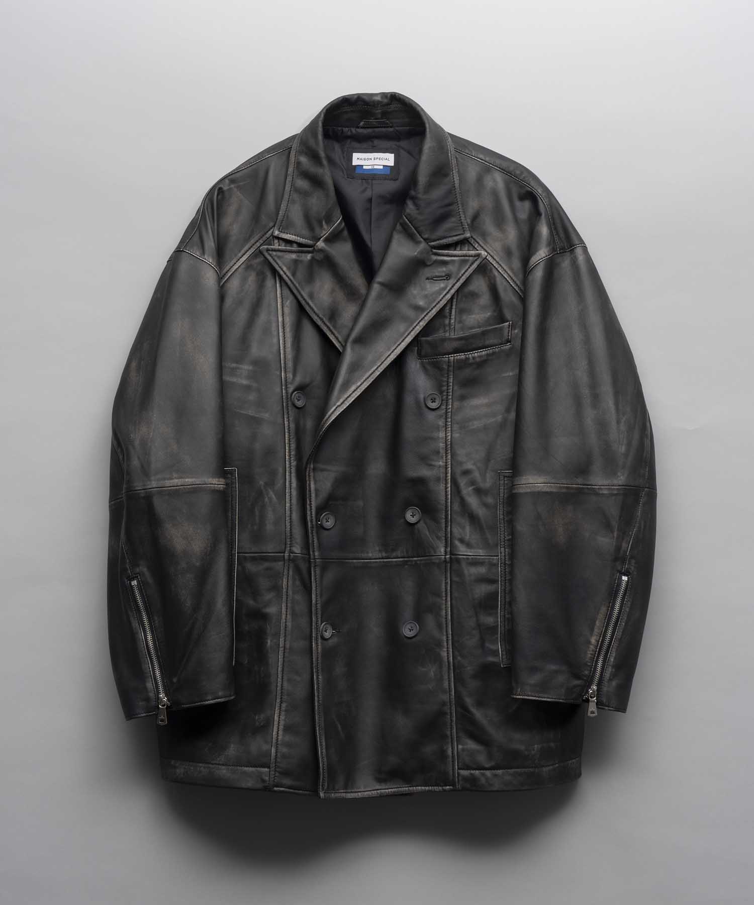 [24AW Pre-Order] Sheep Leather Prime-Over Pea Coat