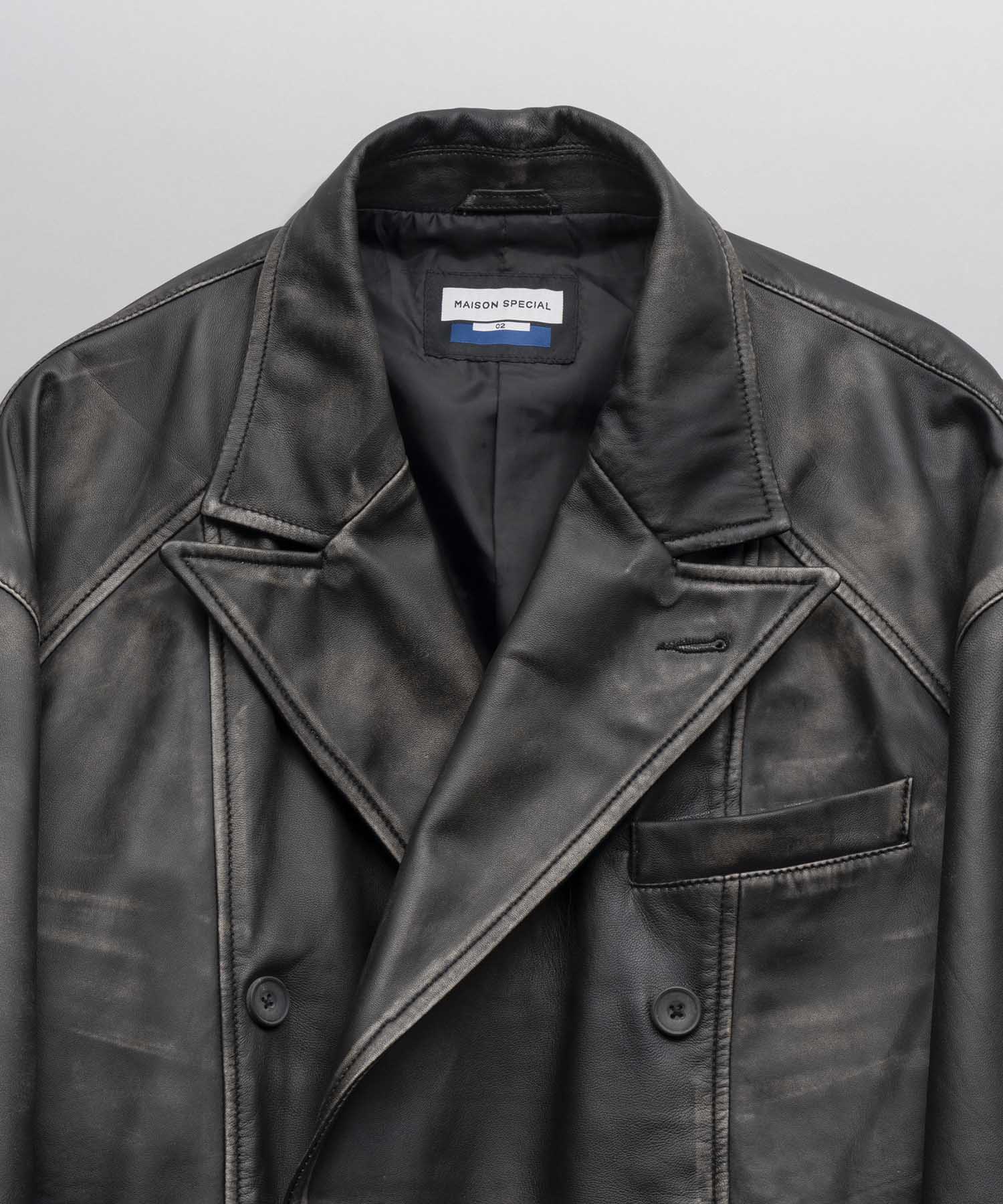 [24AW Pre-Order] Sheep Leather Prime-Over Pea Coat