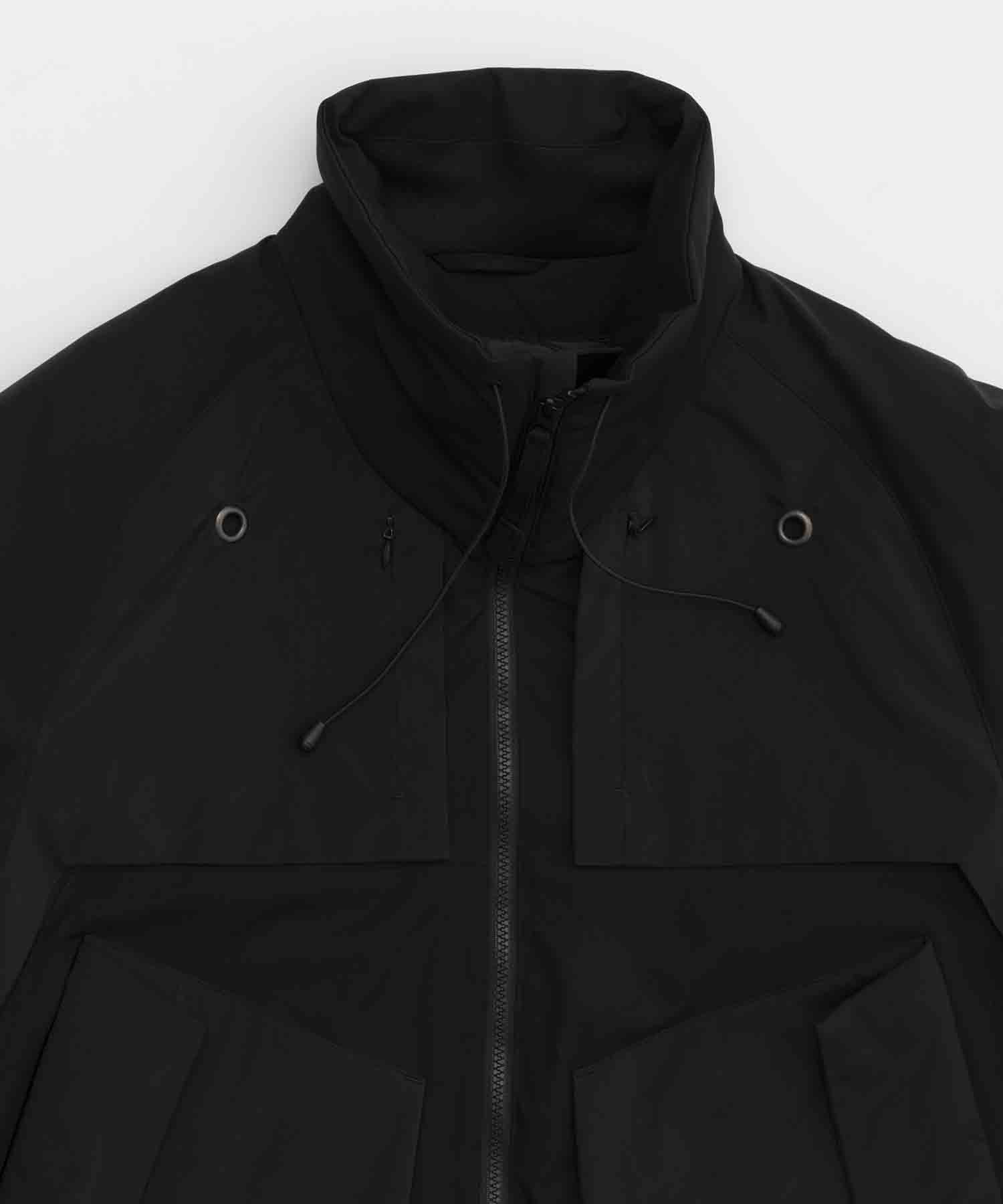 【23AW PRE-ORDER】Tech Different Material Combination Eyelet Stand Collar Zip Blouson