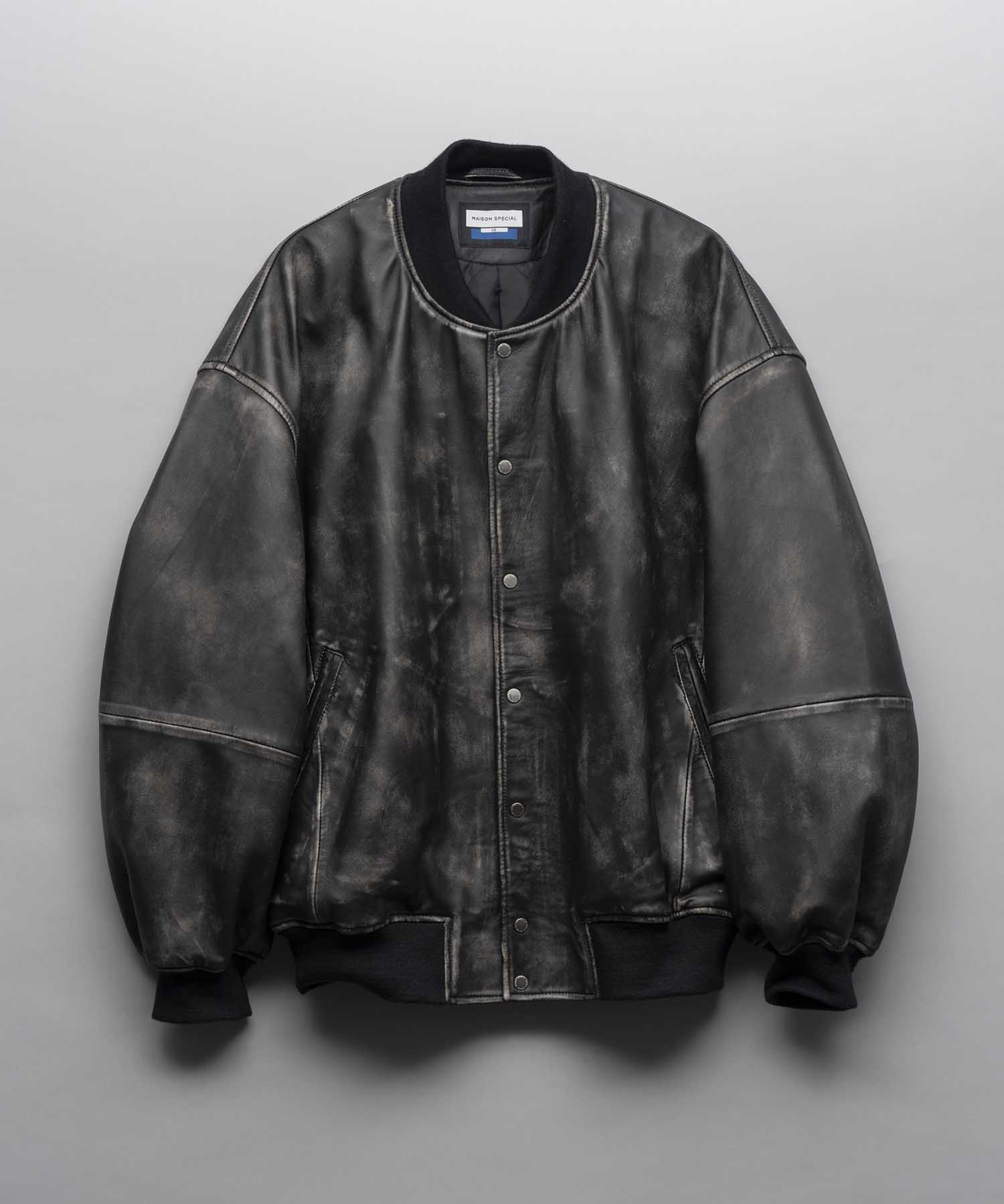 [24AW Pre-Order] Sheep Leather Prime-Over Stadium Jacket