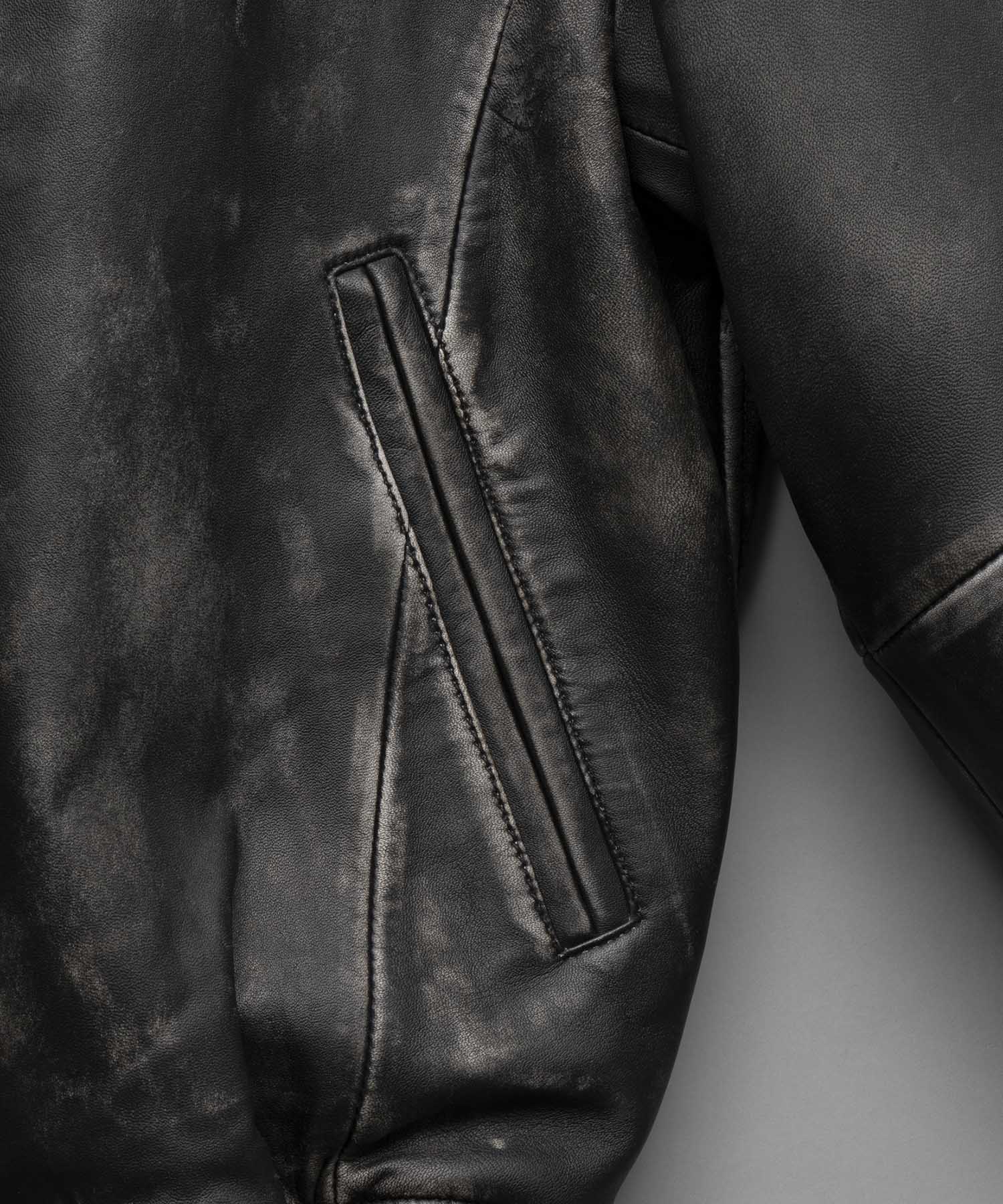 [24AW Pre-Order] Sheep Leather Prime-Over Stadium Jacket