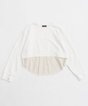 【25SPRING PRE-ORDER】Shirt Layered Crush Processing Sweatshirt