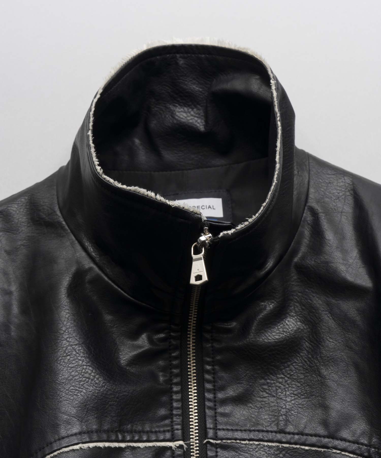 [24AW Pre-Order] Artificial Leather Prime-Over Zip-Up Blouson