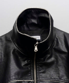 [24AW Pre-Order] Artificial Leather Prime-Over Zip-Up Blouson