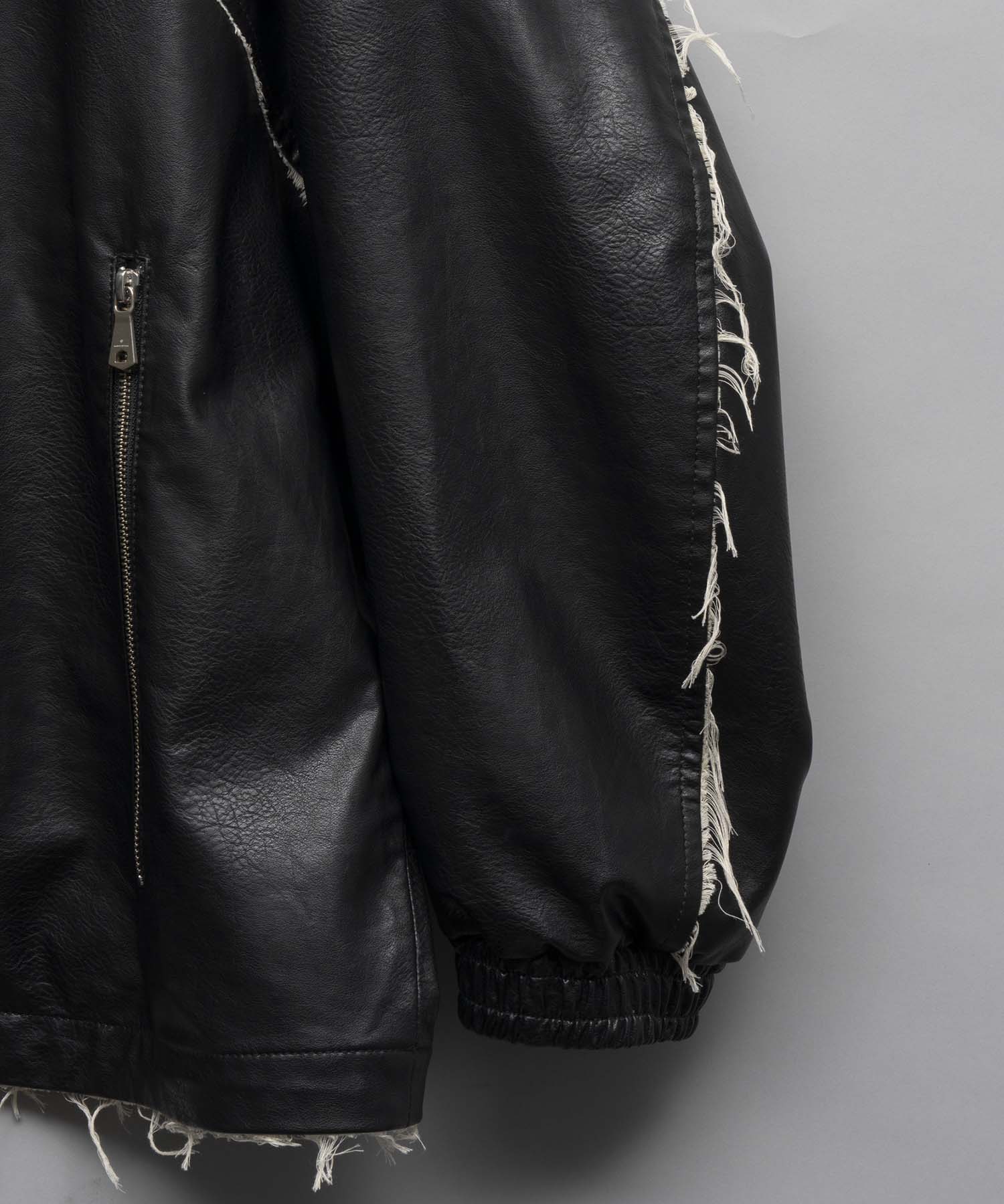 [24AW Pre-Order] Artificial Leather Prime-Over Zip-Up Blouson