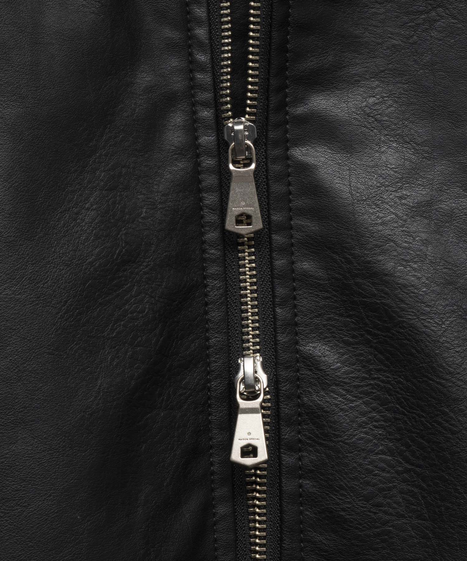 [24AW Pre-Order] Artificial Leather Prime-Over Zip-Up Blouson