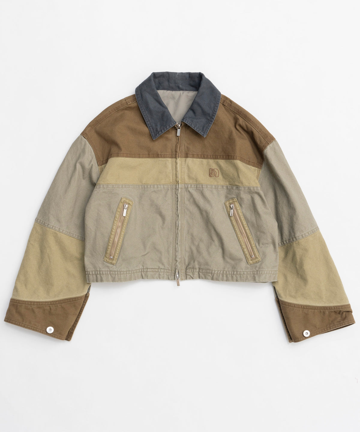 【25SPRING PRE-ORDER】Aging Processing Color Block Oxford Jacket