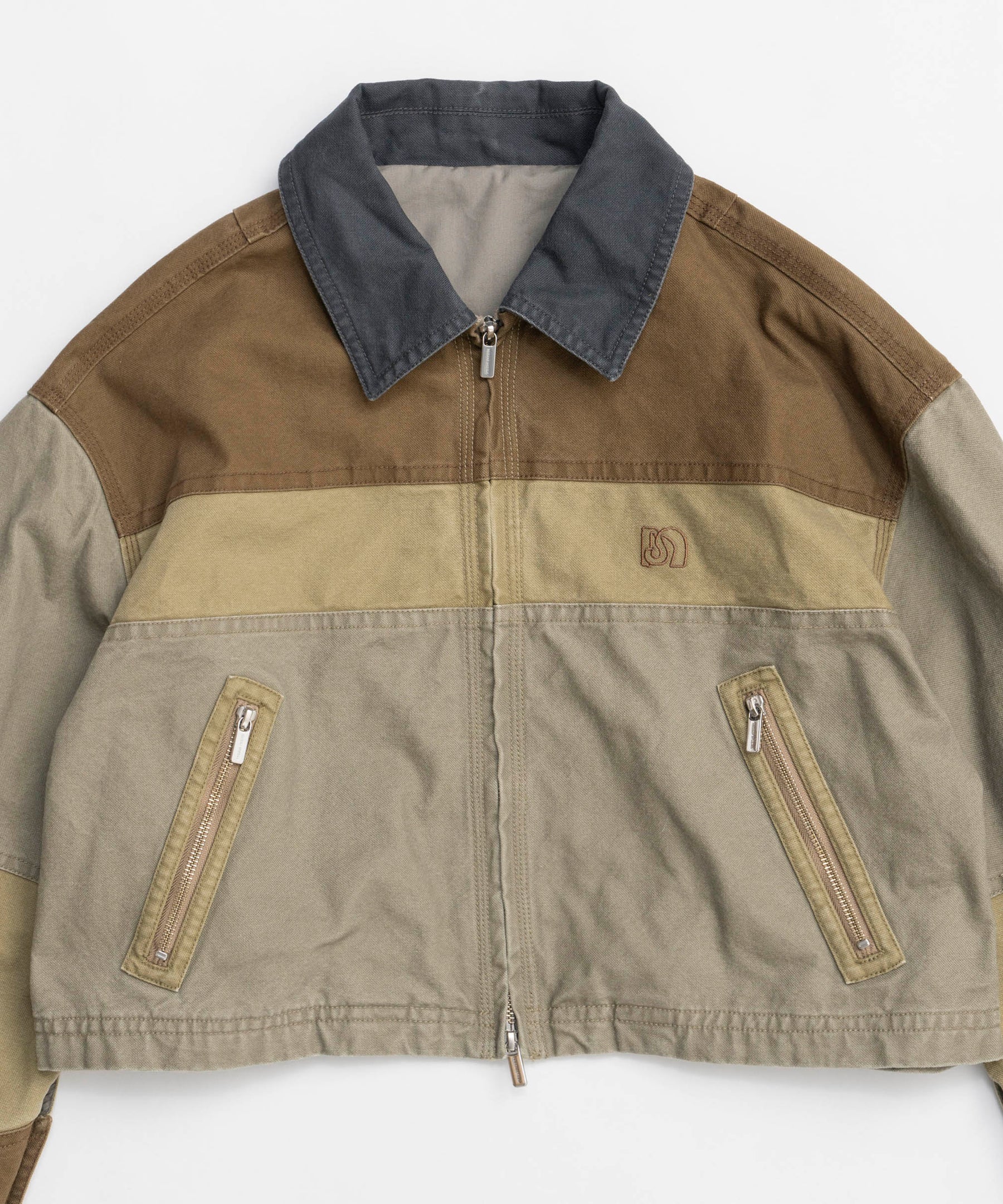 【25SPRING PRE-ORDER】Aging Processing Color Block Oxford Jacket