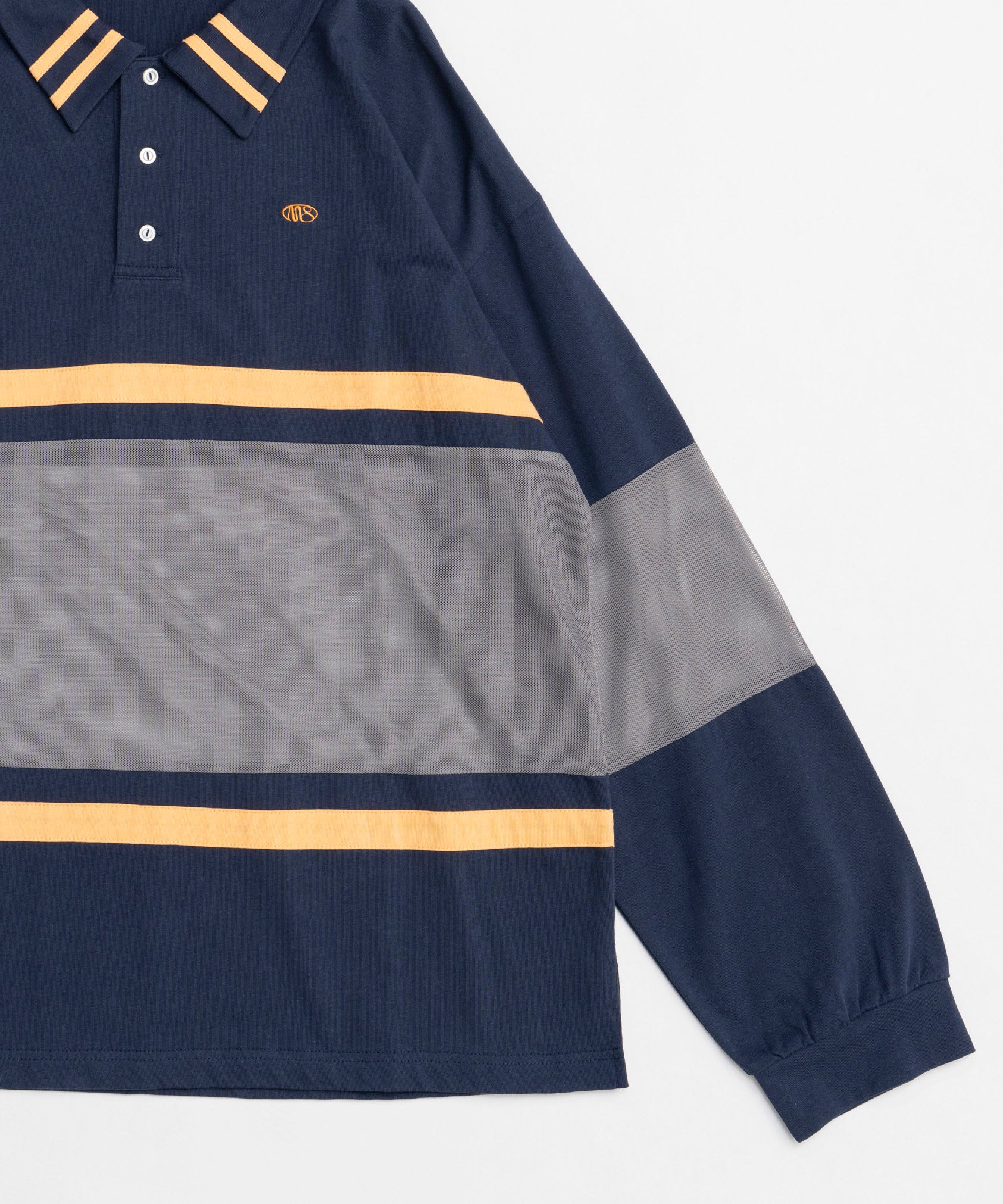 【25SPRING PRE-ORDER】Mesh Fabric Combination Rugby Shirt