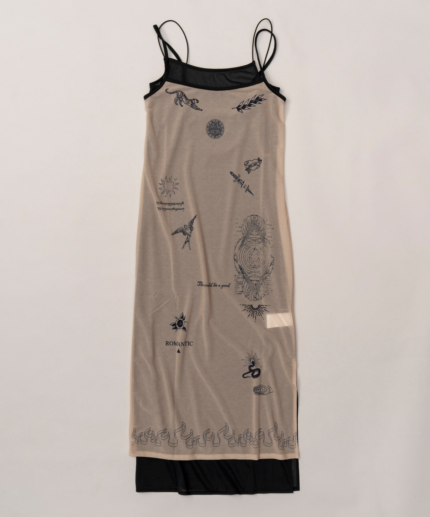 【SALE】Tatoo Print Sheer Camisole Onepiece