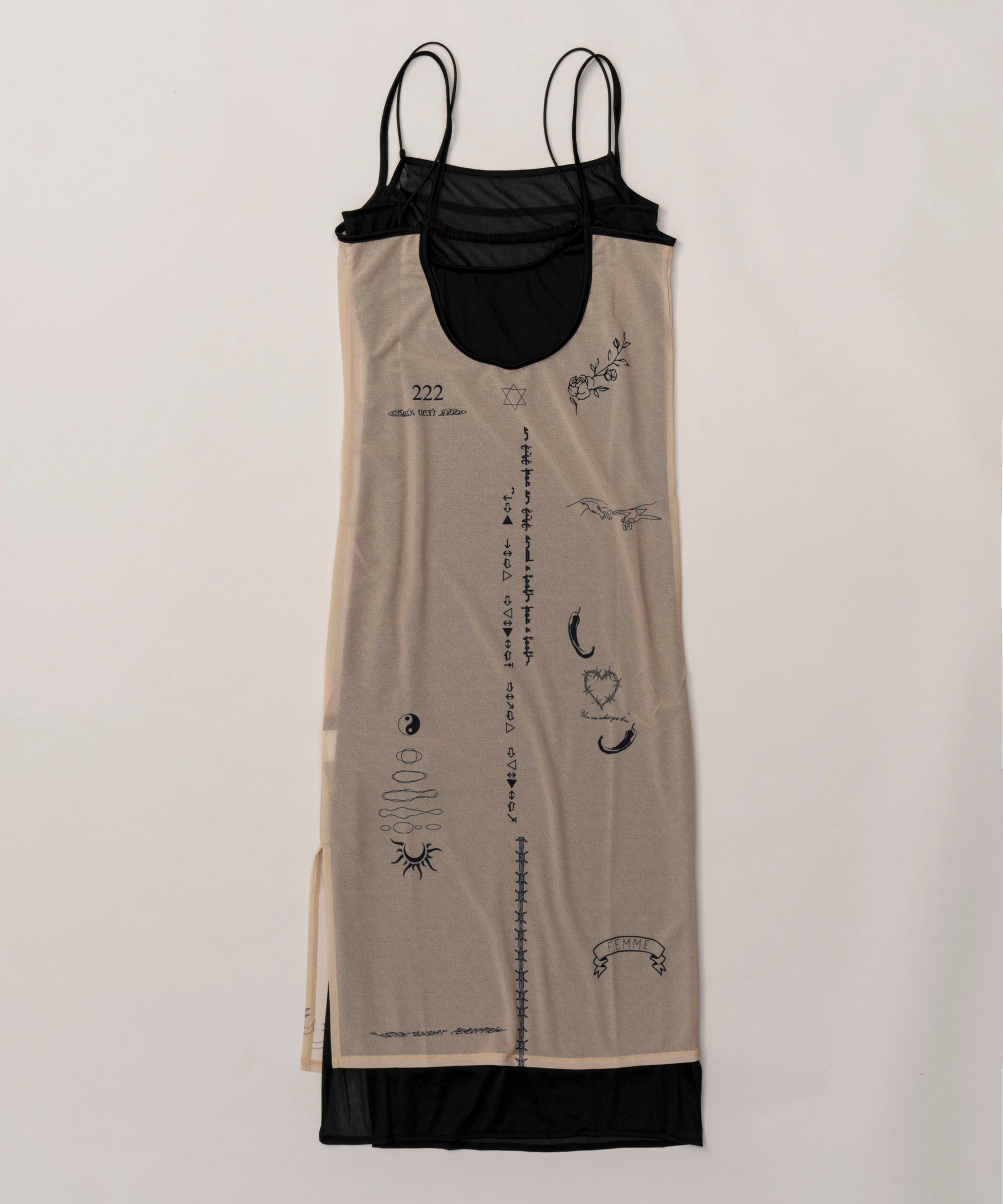 【SALE】Tatoo Print Sheer Camisole Onepiece