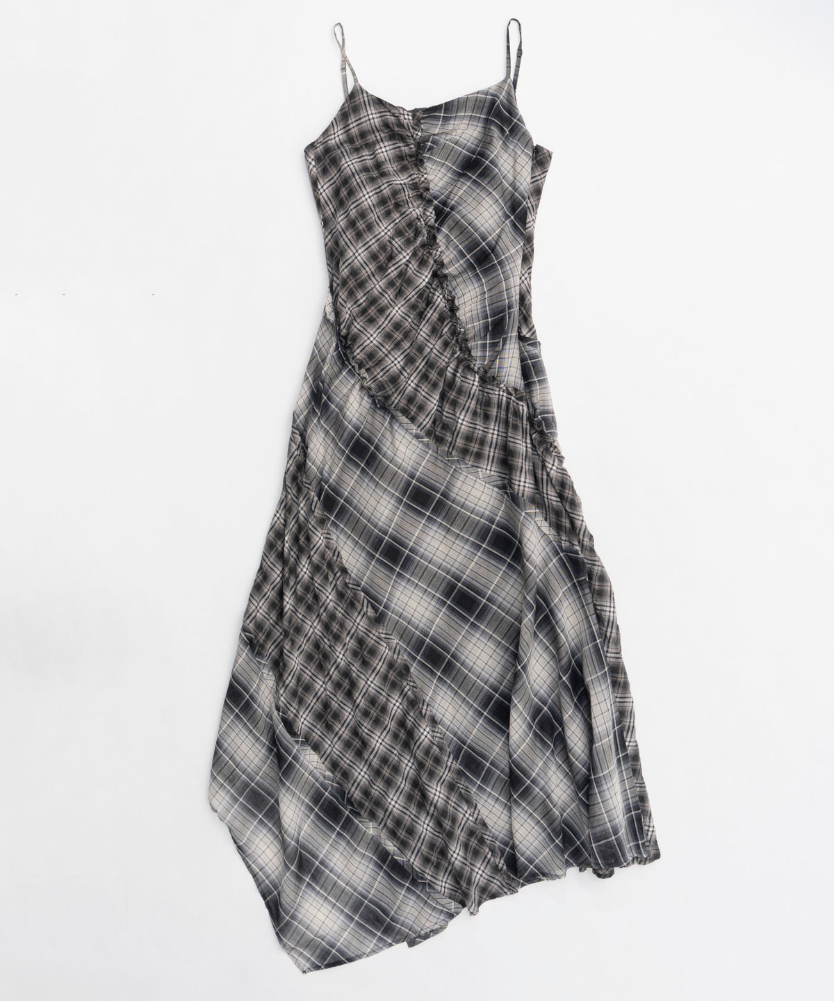 【25SPRING PRE-ORDER】Plaid Pattern Combination Frill Dress