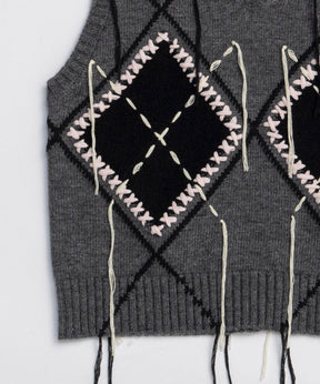 [25winter preoder] 스티치 아가일 니트 조끼