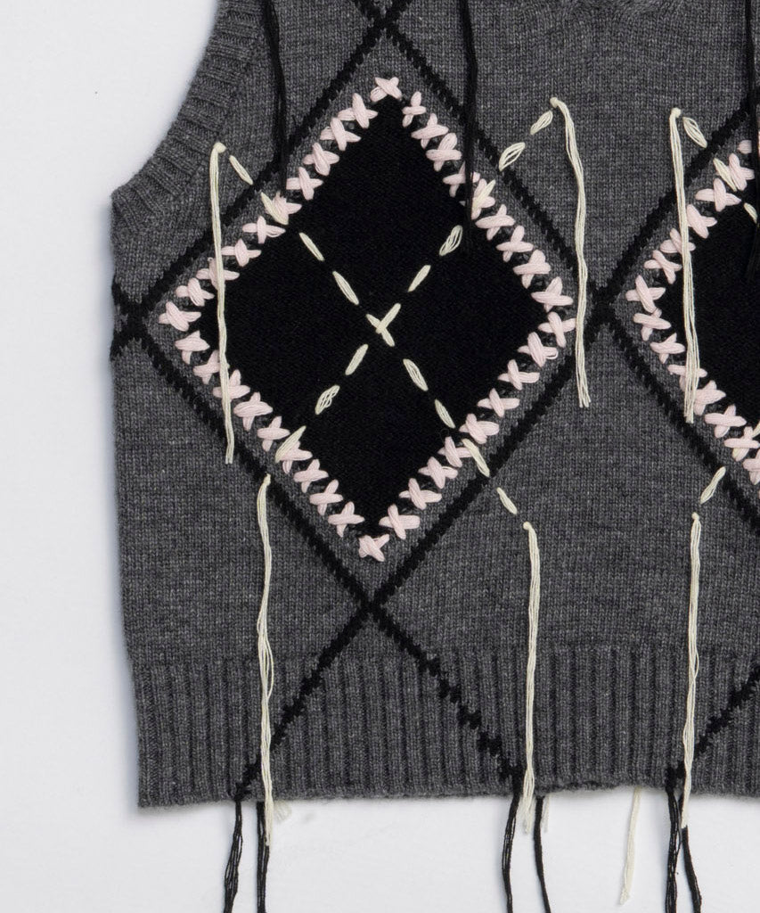 [25winter preoder] 스티치 아가일 니트 조끼