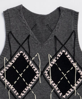 [25winter preoder] 스티치 아가일 니트 조끼