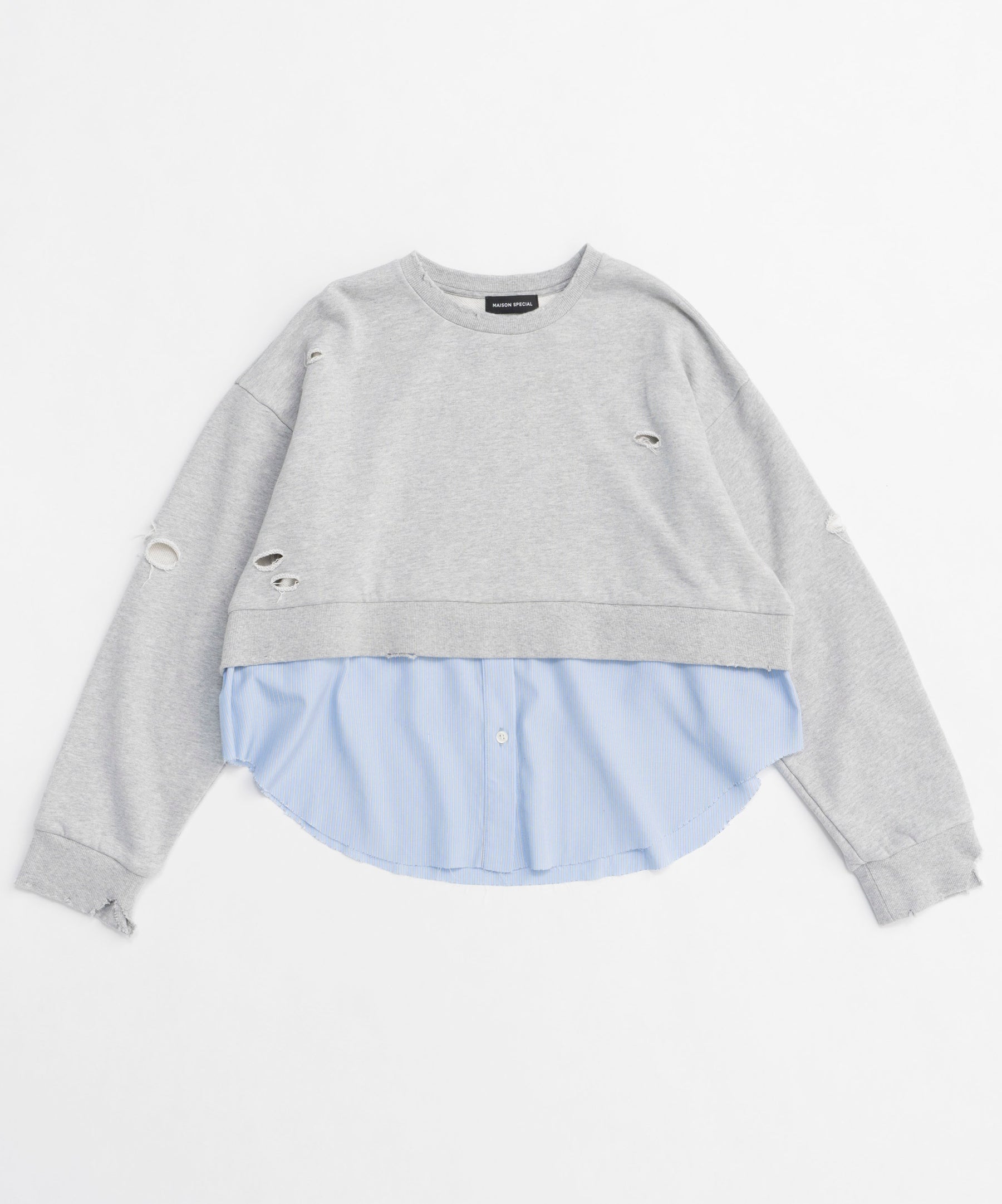 【25SPRING PRE-ORDER】Shirt Layered Crush Processing Sweatshirt