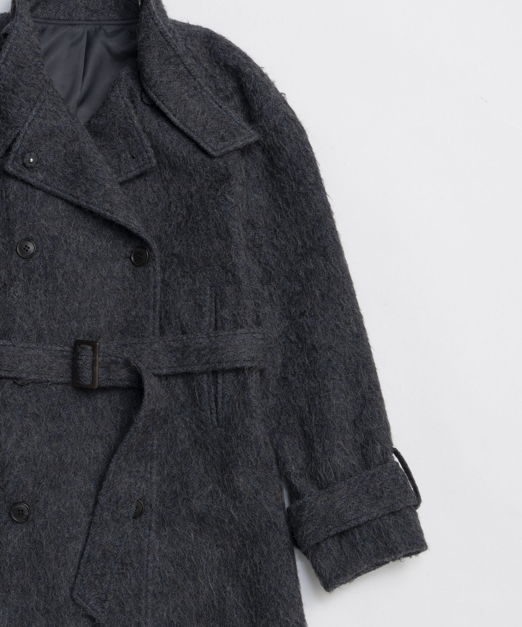 [25WINTER PRE-ORDER] Ribbon Collar Shaggy Long Coat